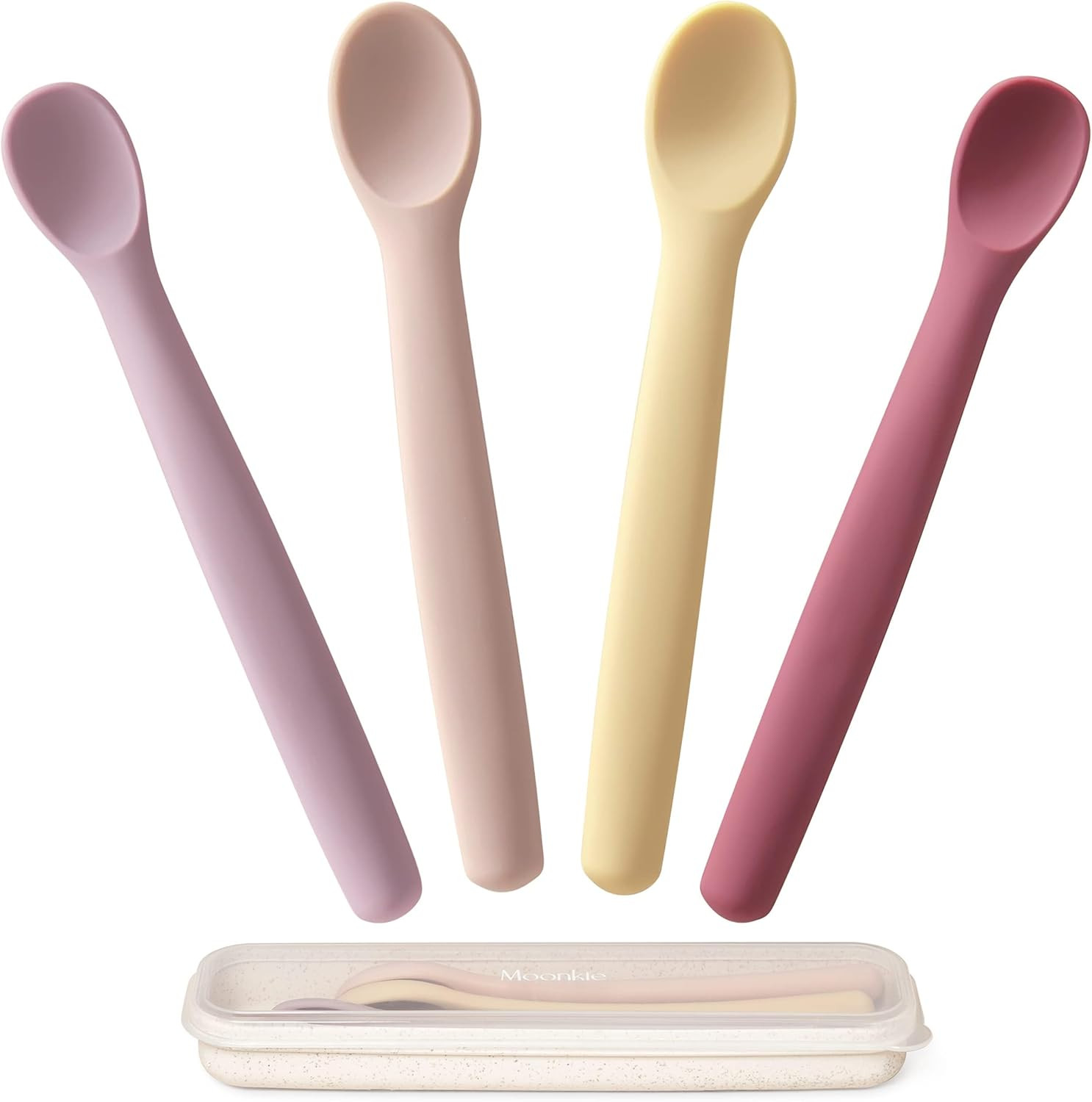 Moonkie Silicone Baby Spoons Set of 4, Soft-Tip Spoons for First Stage Infant Feeding, Bendable, ... | Amazon (UK)