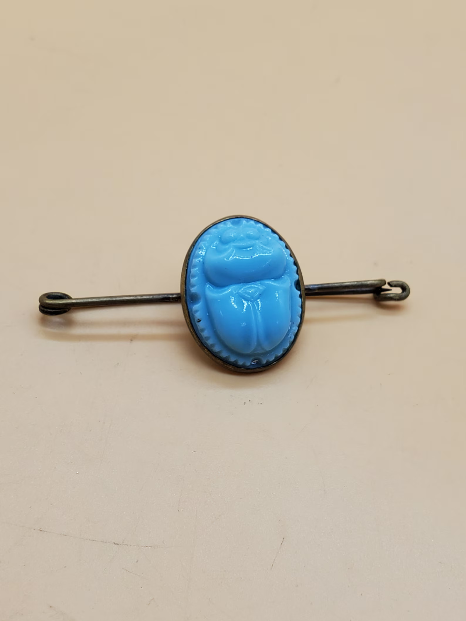 Vintage Blue Glass Egyptian Scarab Beetle Pin Brooch - Etsy | Etsy (US)