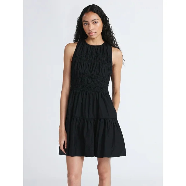 Free Assembly Women's Sleeveless Smocked Cotton Mini Dress with Back Tie, Sizes XS-XXL | Walmart (US)
