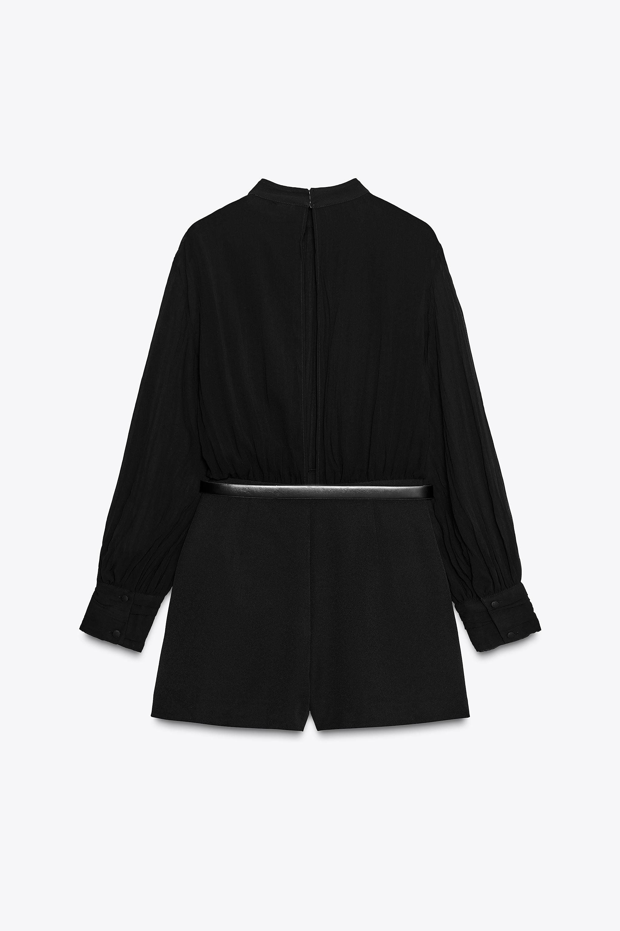 SEMI-SHEER COMBINATION JUMPSUIT WITH BELT | Zara US