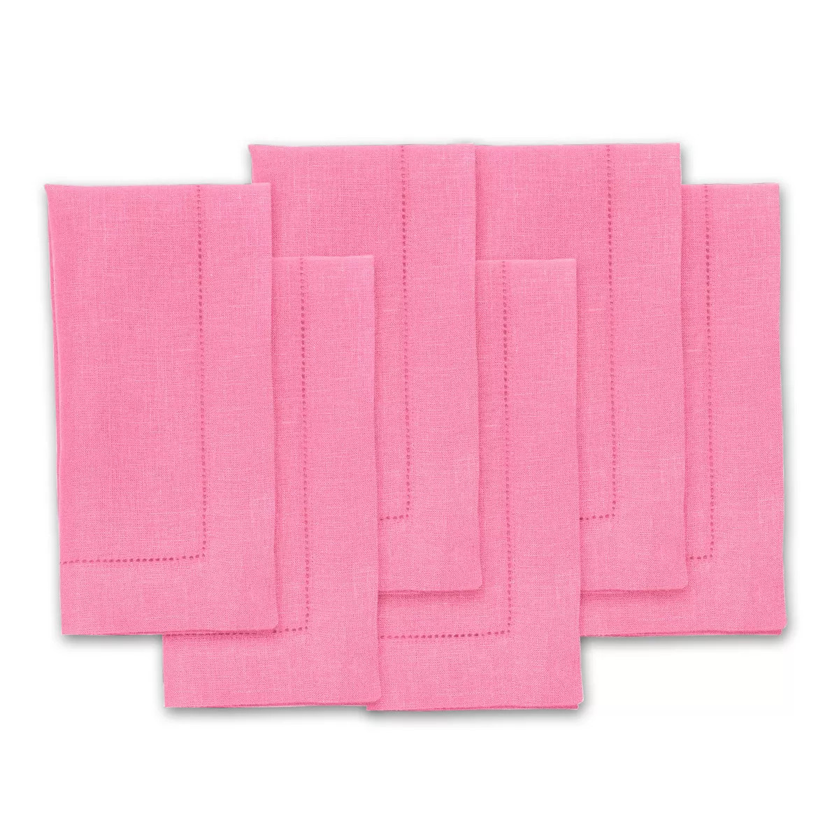 Solino Home Linen Classic Hemstitch Dinner Napkins Flamingo Pink Set of 6, 20 x 20 Inches | Target