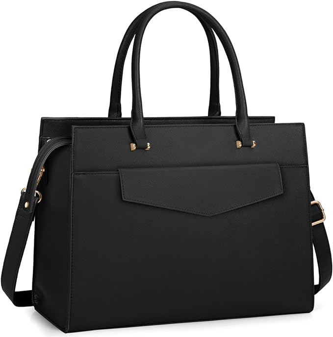 Laptop Bag for Women 15.6 inch Leather Tote Bag 2pcs Set Professional Work Bag with Clutch Purse ... | Amazon (US)