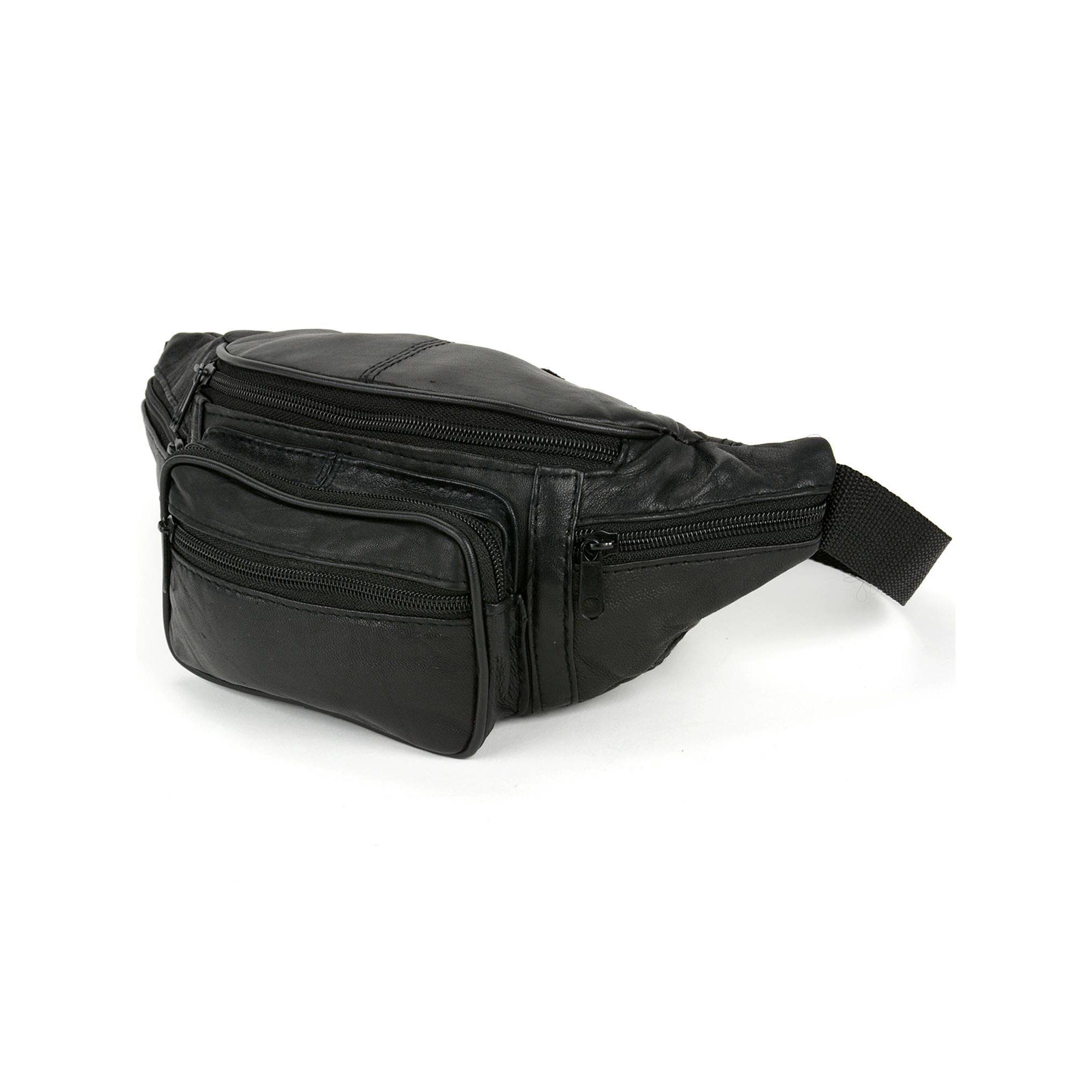 Leather Fanny Pack Waist Bag 6 Pockets Adjustable Belt Strap Travel Purse Pouch | Walmart (US)