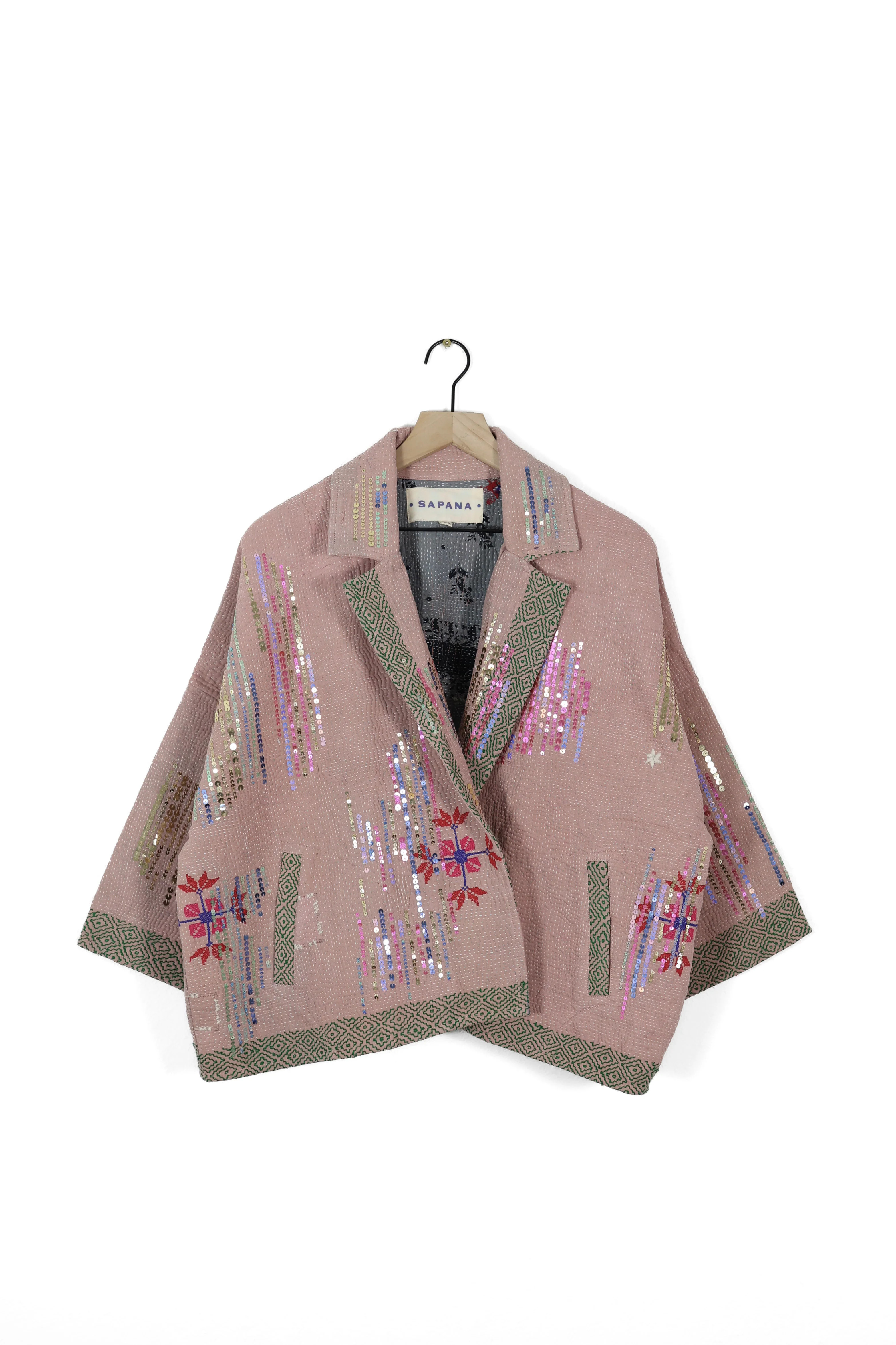 Vintage Kantha Blanket Coat The Round Top Blanket Coat | Sapana