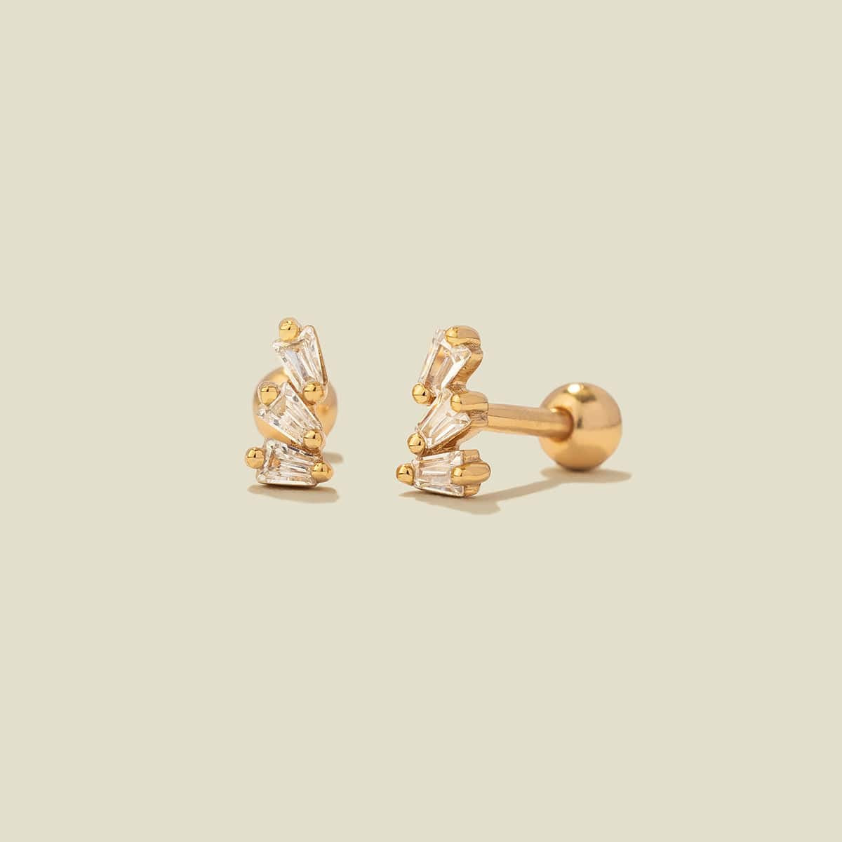 CZ Triple Baguette Stud Earrings | Made By Mary | Made by Mary (US)