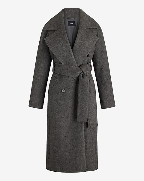 Faux Wool Double Breasted Signature Wrap Coat | Express