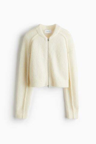 H & M - Mohair-Blend Cardigan with Zipper - Beige | H&M (US + CA)