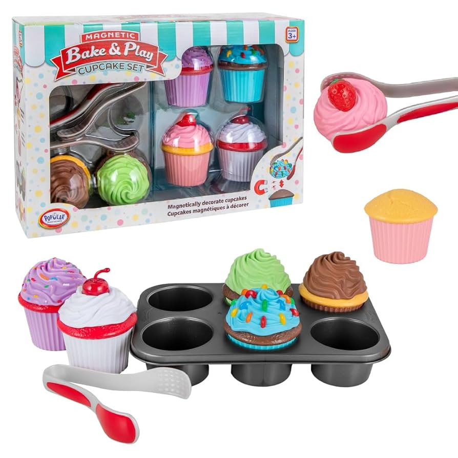 Magnetic Bake & Play Cupcake Toy Set, Bakery Pretend Play for Toddlers, 20 Pieces | Amazon (US)