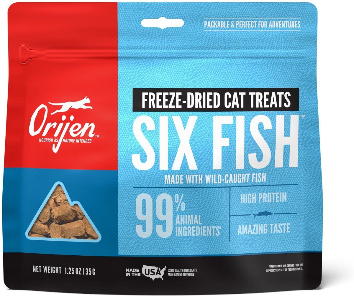 ORIJEN Six Fish Grain-Free Freeze-Dried Cat Treats, 1.25-oz bag | Chewy.com