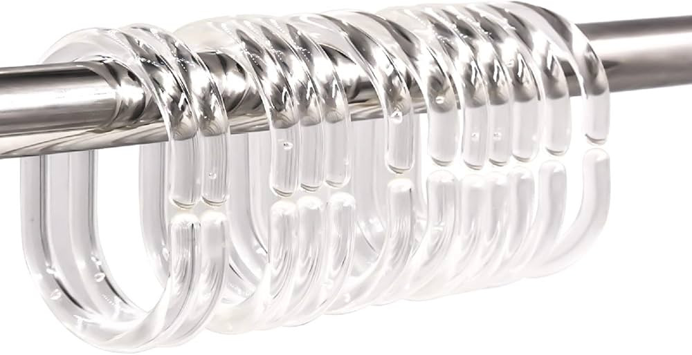 Qulable 24 pcs Shower Curtain Rings Plastic Shower Curtain Hooks C-Shaped Rings Hook Hanger Bath ... | Amazon (US)