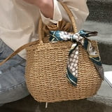 Travelwant Straw Bags for Women, Hand-woven Straw Small Hobo Bag Round Handle Ring Tote Retro Sum... | Walmart (US)