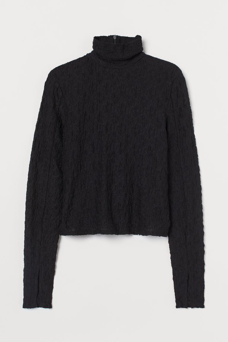 H & M - Long-sleeved Turtleneck Top - Black | H&M (US + CA)