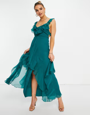 ASOS DESIGN Ruffle detail maxi with dipped hem | ASOS (Global)