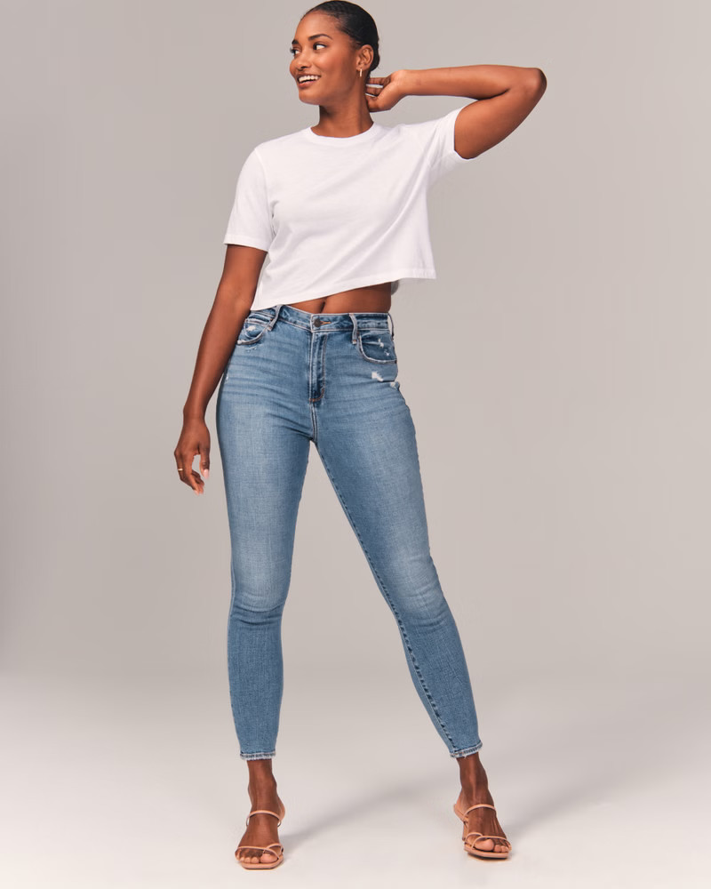Curve Love High Rise Super Skinny Ankle Jeans | Abercrombie & Fitch (US)