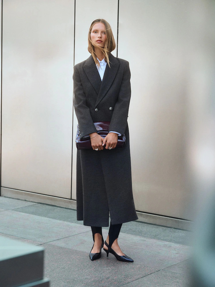 Anthrazitgrau - Double Breasted Maxi Formal Revere Coat | Next EU