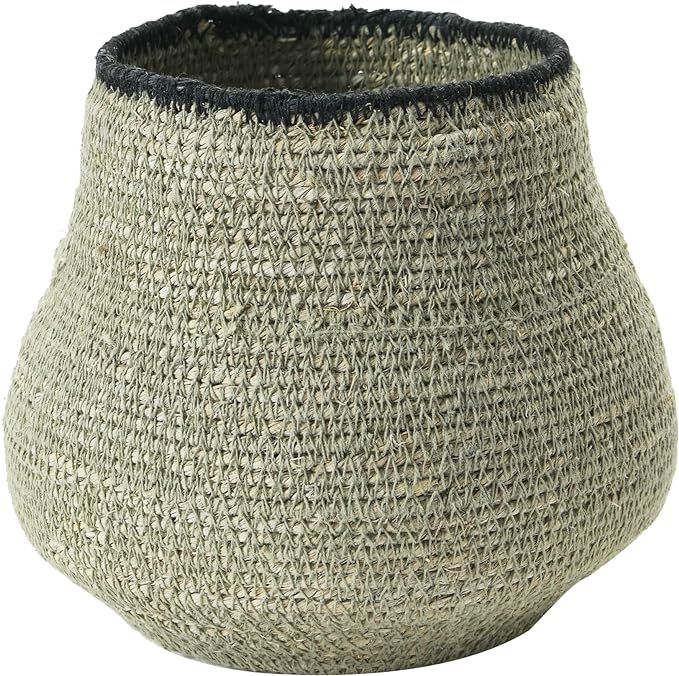 Bloomingville Hand-Woven Seagrass, Grey & Black Basket | Amazon (US)