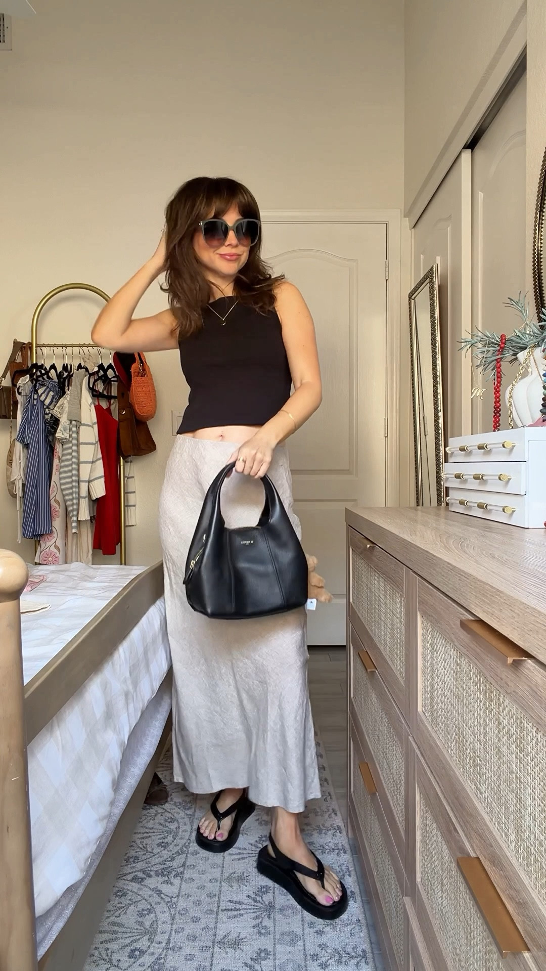 Petite linen skirt outfit I keep reaching for.
The length works perfectly on my 5’2 frame, lightweight for warm days, and easy to style with tanks, tees, or sweaters.

Skirt XS 
Top xsmall
Sandals 5


#LTKootd #LTKPetite