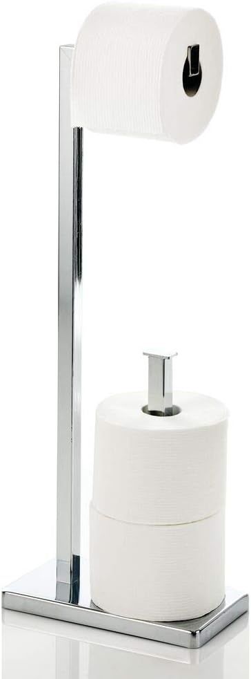 mDesign Metal Square Modern Freestanding Toilet Paper Roll Holder Stand and Dispenser with Storag... | Amazon (US)