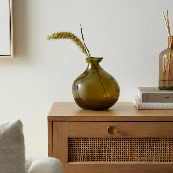 Olive Recycled Glass Vase | Dunelm (migrated)