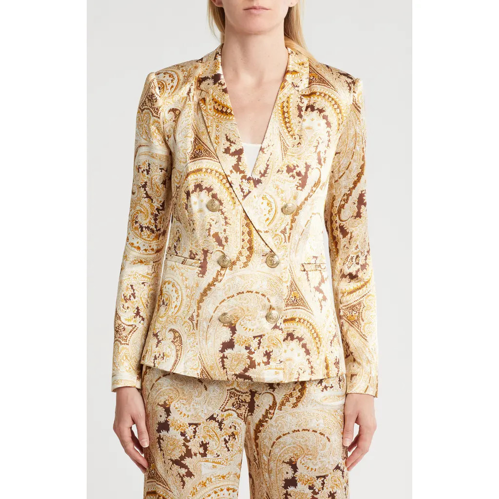 L'AGENCE Colin Paisley Double Breasted Blazer in Ivory Multi Boute Paisley at Nordstrom Rack, Size 0 | Nordstrom Rack