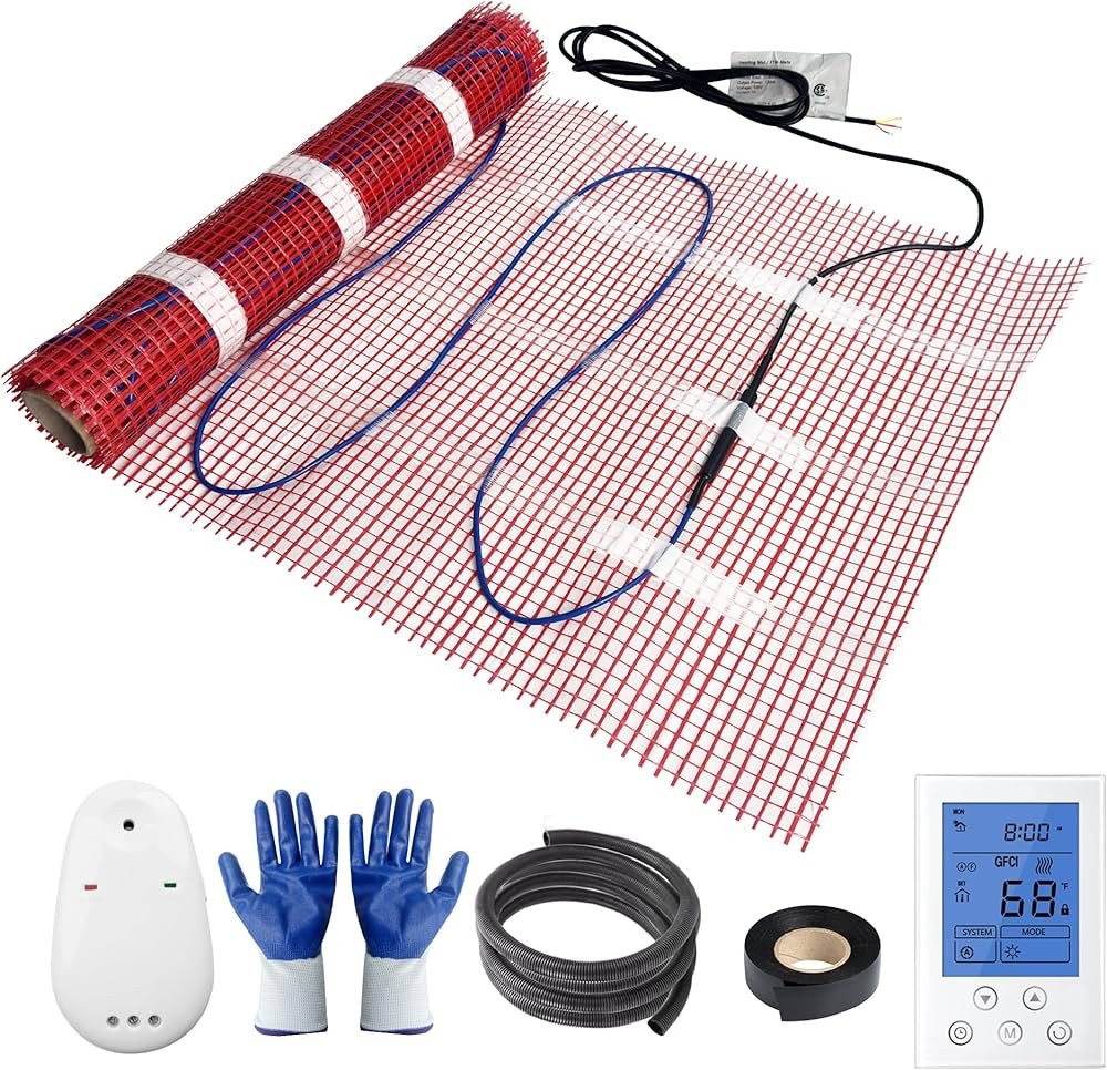 Electric Radiant Floor Heating System, 20 Sq.ft Electric Heated Floor Mats for Bathroom, Includes... | Amazon (US)