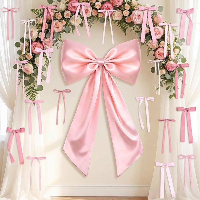 Large Pink Bow for Coquette Decor, 22Pcs 40x24 Inch Giant Satin Bow Set with 21 Small 3-Sizes Bow... | Amazon (US)