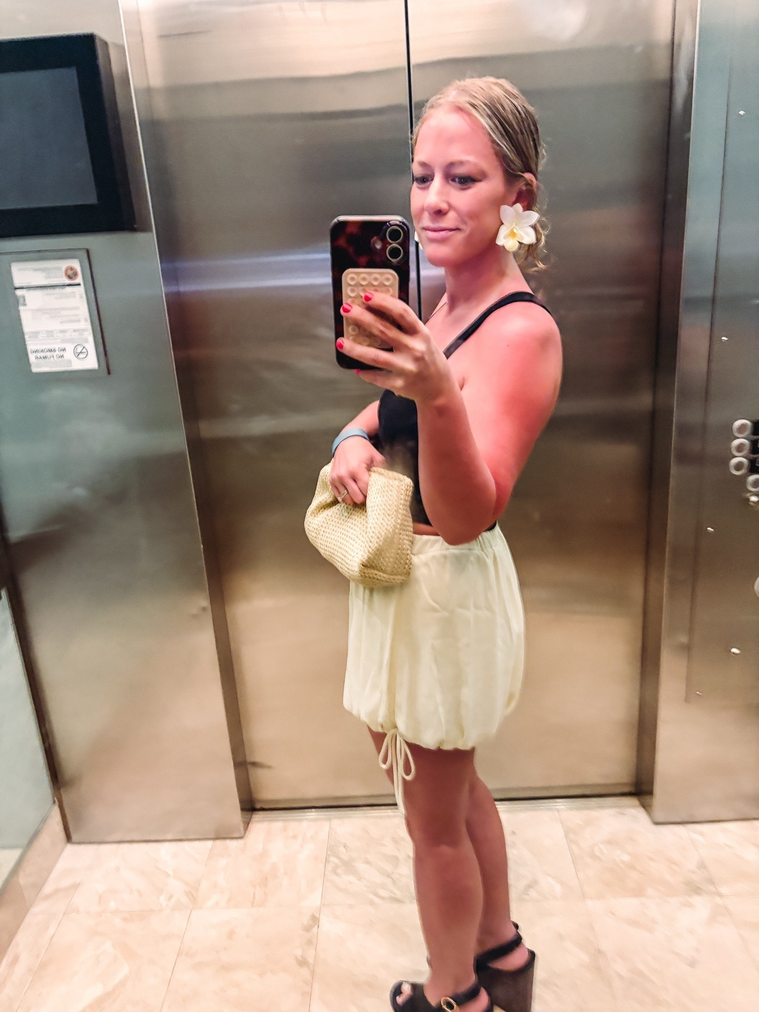 Summer outfit for dinner, drinks, vacation, girls night, date night! 
Butter yellow 
Free people dupe tank 
Platforms 
Raffia clutch 
Orchid earrings

#LTKTravel #LTKSeasonal #LTKSaleAlert