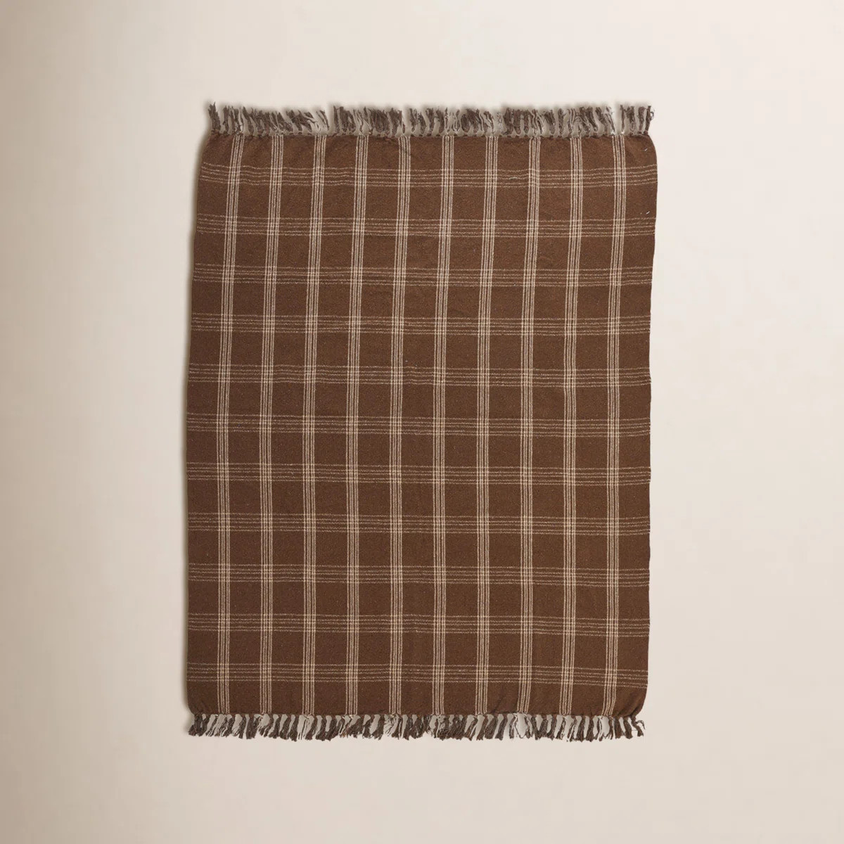 Recycled Cotton Blend Throw Blanket with Fringe Plaid | Wayfair North America