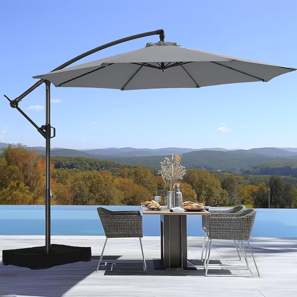 10ft Offset Patio Umbrella with Base Included, Cantilever Offset Hanging Patio Outdoor Market Umb... | Amazon (US)