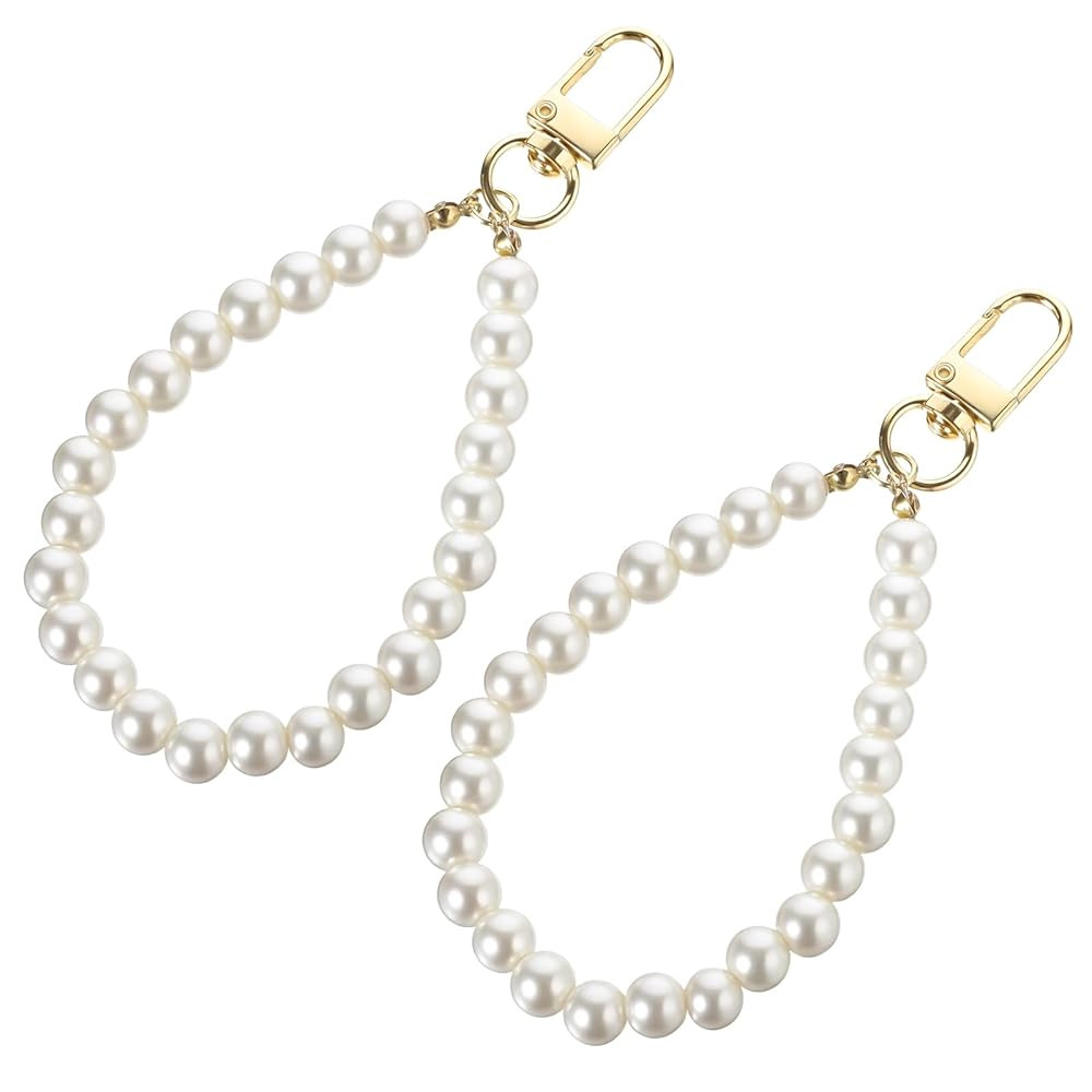 2 Pcs Pearl Keyring Lanyard Faux Pearl Keychain Straps Pearl Wristlet Key Chain Elegant Purse Lan... | Amazon (US)