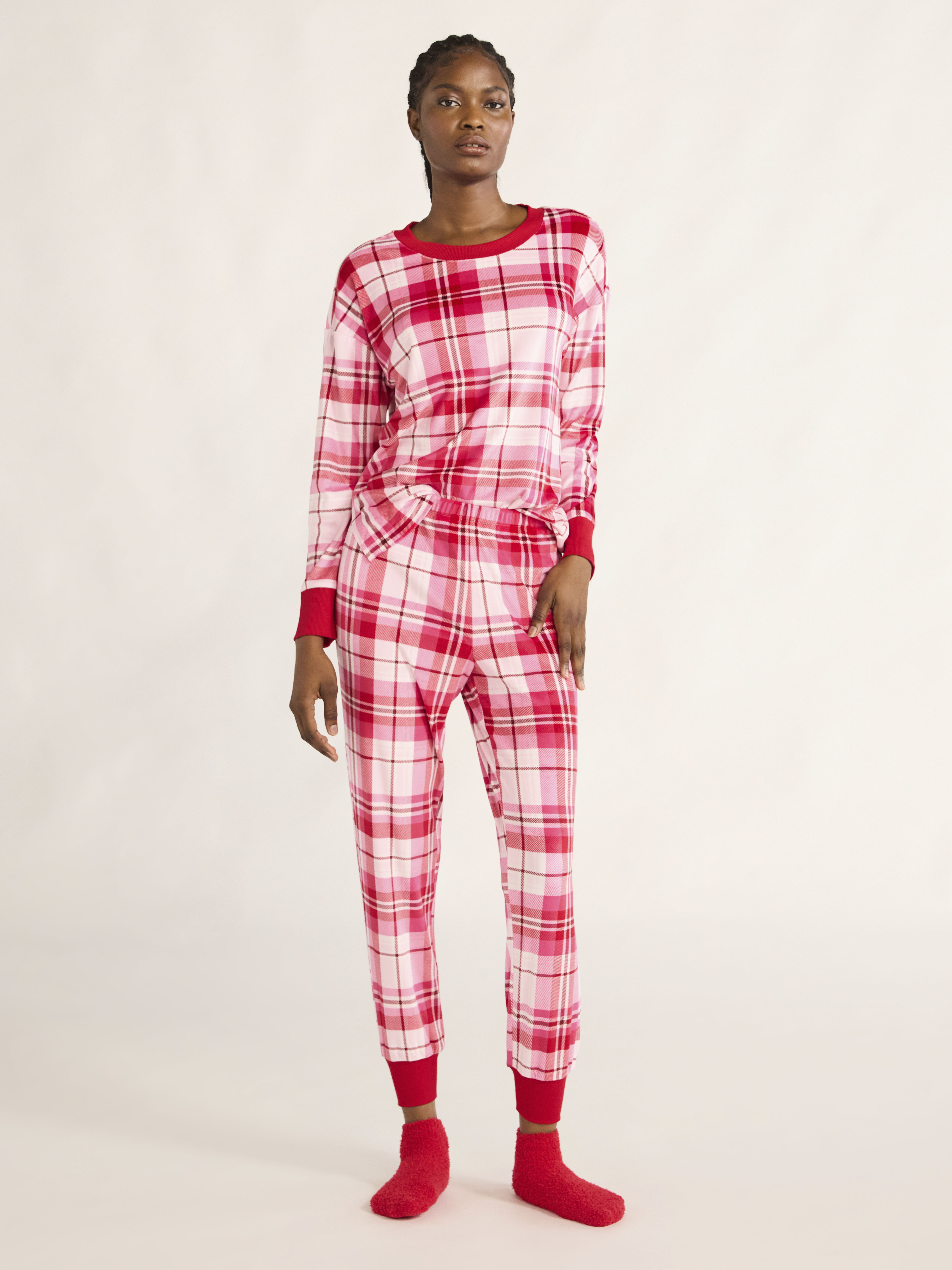 Joyspun Women's Stretch Velour Pajama Set with Socks, 3-Piece, Sizes XS-3X | Walmart (US)