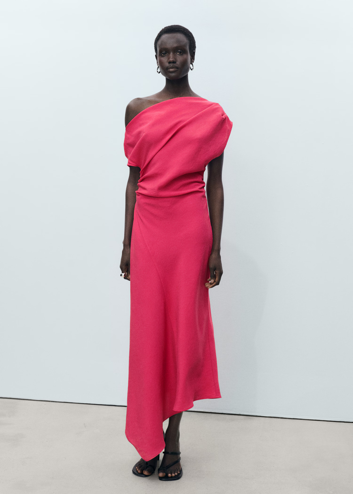 Asymmetrical modal dress - Women | MANGO United Kingdom | MANGO (UK)