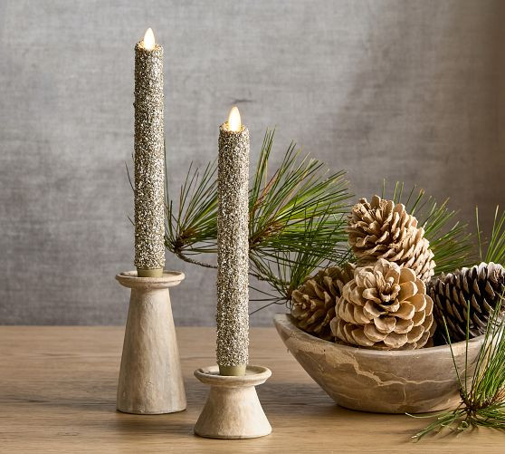 Premium Flickering Flameless Wax Taper Candle | Pottery Barn (US)