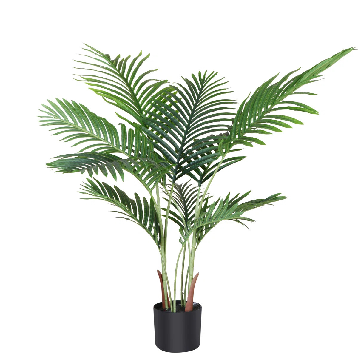 Adcock Artificial 43in Palm Tree in Black Pot, UV Resistant Faux Green Areca Palm Plant for Home ... | Wayfair North America
