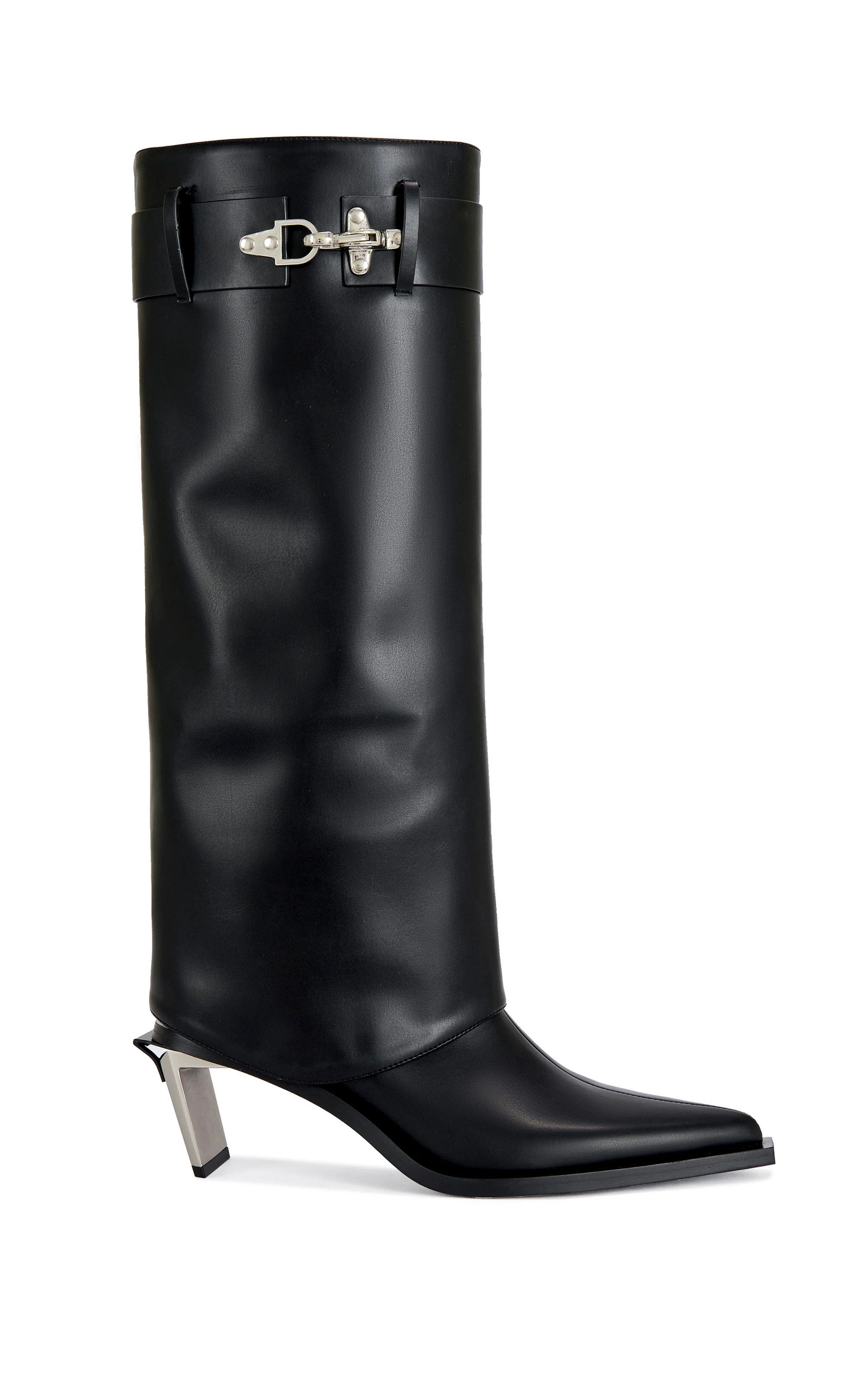 CHRONO-BLACK METAL HEELED BOOT | Azalea Wang
