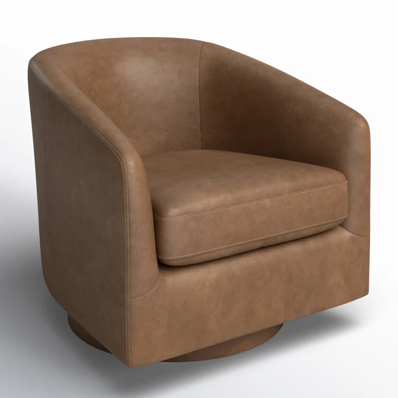 Bennett Genuine Leather Swivel Barrel Chair | Wayfair North America