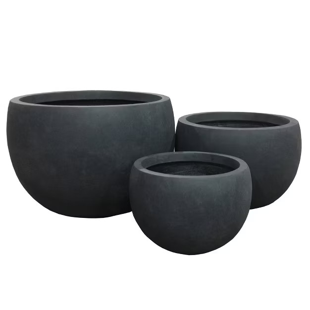 Set of 3 Kante Lightweight Outdoor Concrete Planter Charcoal Black - Rosemead Home & Garden, Inc. | Target