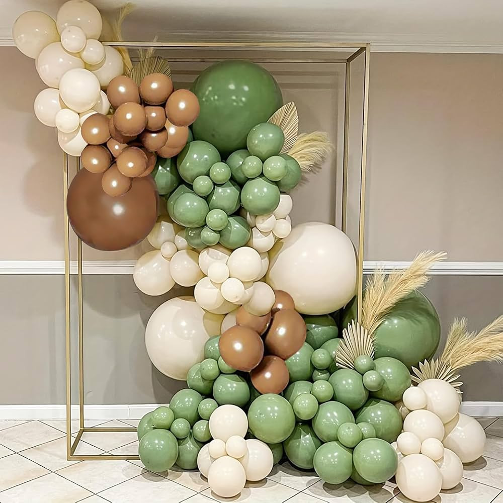 Sage Green Tan Balloon Arch Kit - 134Pcs Retro Olive Green Brown and Nude Neutral Latex Balloons ... | Amazon (US)