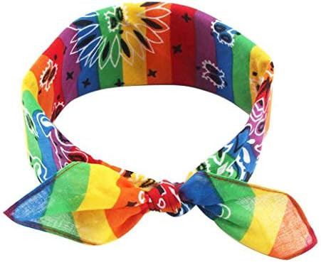 VIccoo Headband Bandana, Rainbow Stripes Paisley Floral Women Girl Cotton Pocket Square Scarf Cut... | Amazon (CA)