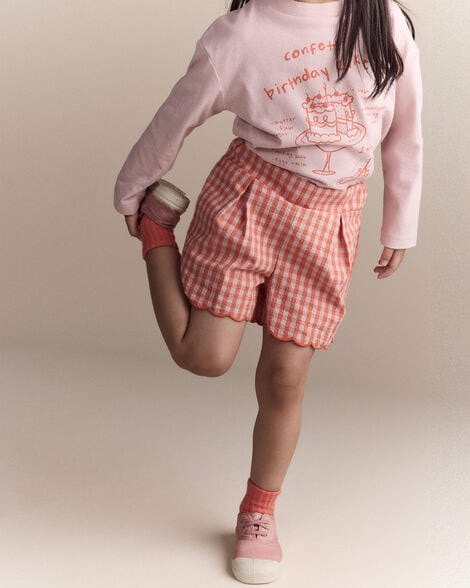 Toddler Girl Gingham Scalloped Short - Orange - Otter Avenue | Carter's | Carter's Inc