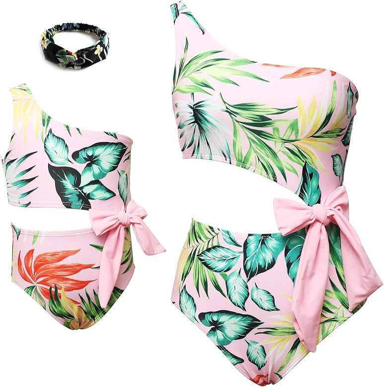 Girls Bathing Suit Swimsuit Mommy Me High Waisted Swimwear One Piece Two Piece | Amazon (US)