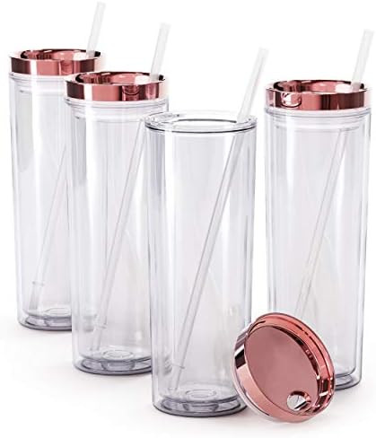 Maars Skinny Acrylic Tumbler with Lid and Straw | 18oz Premium Insulated Double Wall Plastic Reusabl | Amazon (US)
