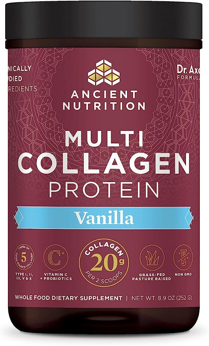 Collagen Powder Protein by Ancient Nutrition, Multi Collagen Vanilla Protein Powder, 24 Servings,... | Amazon (US)