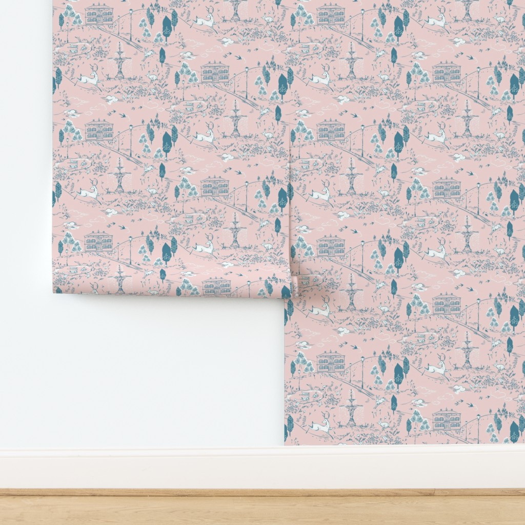 Le Parc Toile (blush) MED Wallpaper | Spoonflower | Spoonflower