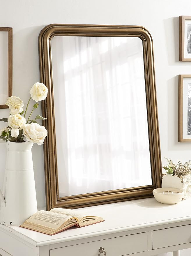 Kate and Laurel Kinsman Traditional Rounded Arched Wall Mirror, 26 x 36, Gold, Decorative Contemp... | Amazon (US)