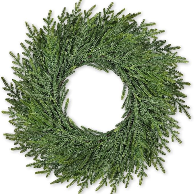 26 Inch Christmas Wreaths for Front Door Real Touch Large Xmas Winter Pine Cedar Wreaths for Wind... | Amazon (US)