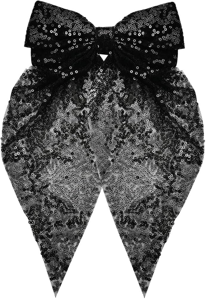 Oversized Black Bows for Hair Glitter Ribbon Bow Hair Clips for Girls Big French Hair Barrettes B... | Amazon (US)