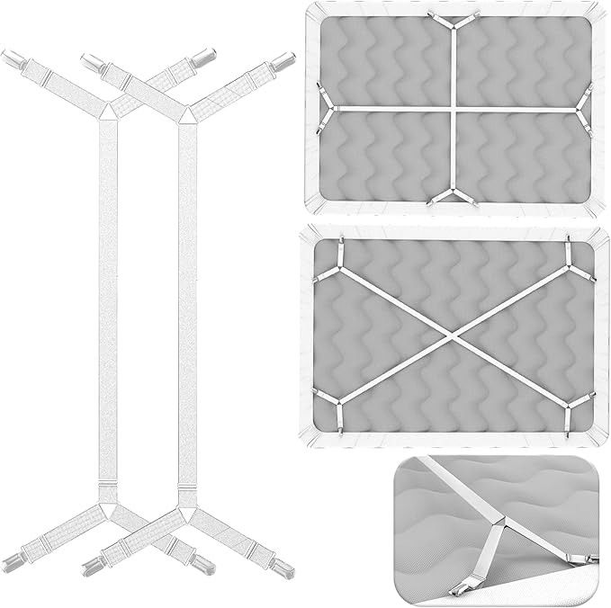 FeelAtHome Bed Sheet Holder Straps Criss-Cross - Sheets Stays Suspenders Keeping Fitted Or Flat B... | Amazon (US)