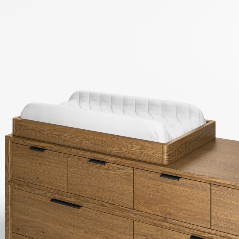 Bodie Flax Brown Wood Changing Table Topper | Crate & Kids | Crate & Barrel