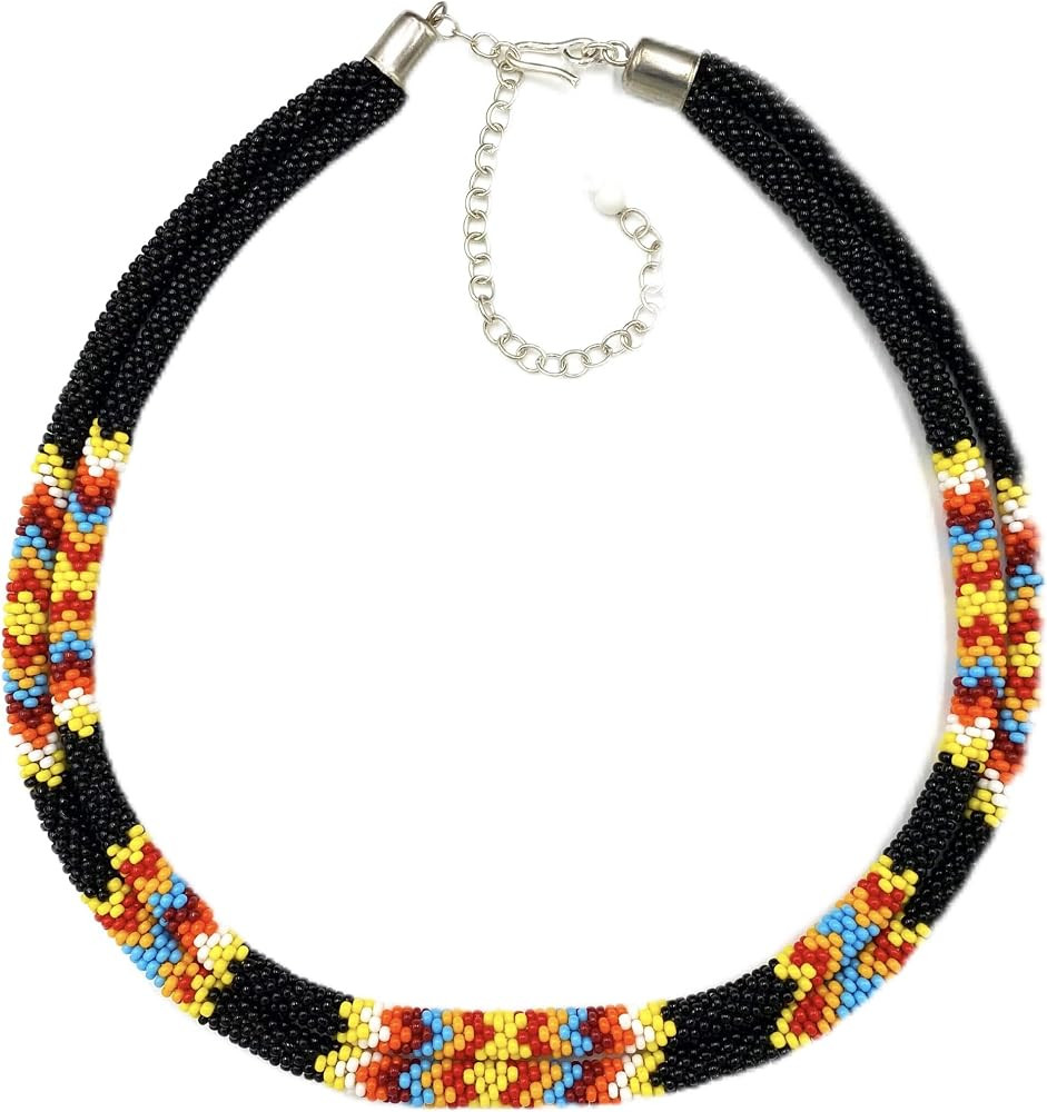 Native Style Beaded Double Strand Rope Necklace for Women Handmade | Amazon (US)